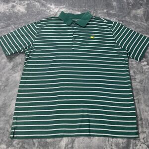 Masters Collection Polo Shirt Mens XL Pima Cotton Green Striped Logo Augusta